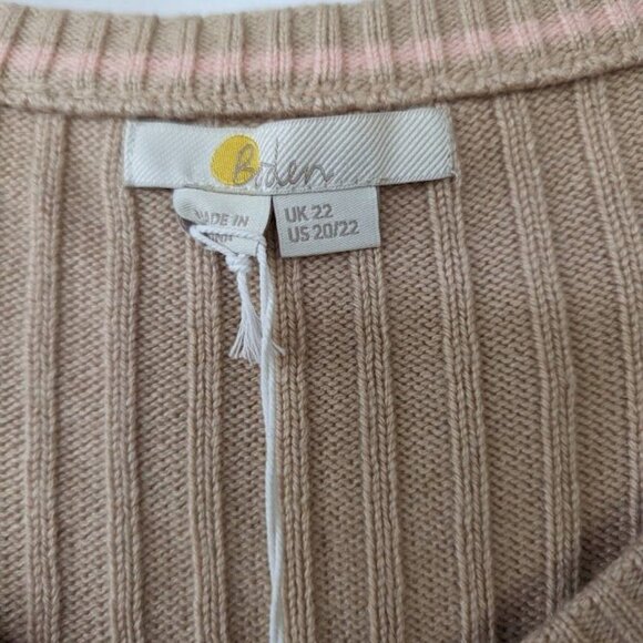Boden Sweater Knitted Women's Size US 20 22 UK 22 Tan Pullover Bohemian Plus NEW - Picture 9 of 9